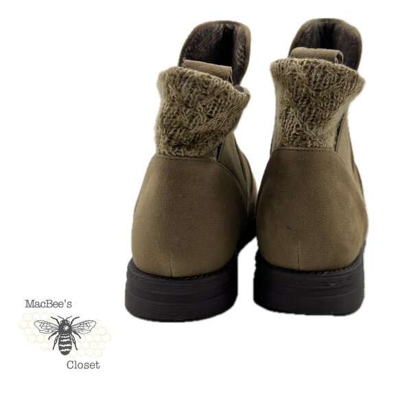 Muk Luks Womens Mila Boot Walnut Tan Suede Weather Resistant Ankle Boot 9W Fall - Picture 4 of 15